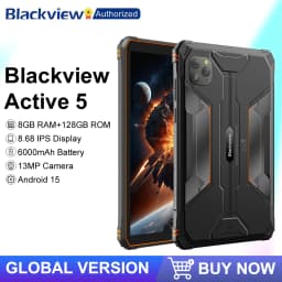 Blackview Active 5 Rugged Tablet PC 8.68" IPS 6GB 128GB 13MP Camera 6000mAh 4G Android 15 NFC Global Version with Google Play