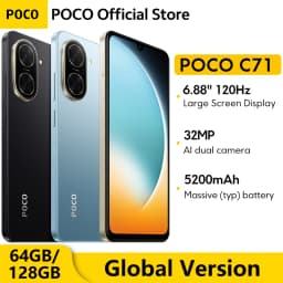 Global Version POCO C71 UNISOC T7250 Processor Immersive 6.88" Display 32MP Al Dual Camera 15W Charging 5200mAh Battery