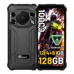 Fossibot F110L Rugged Smartphone, Android 15, 12GB(4+8GB Expand) RAM 128GB ROM, 6.745" HD+ IPS Display, 10000mAh Large Battery, 50MP+8MP+5MP Triple Camera, NFC GPS