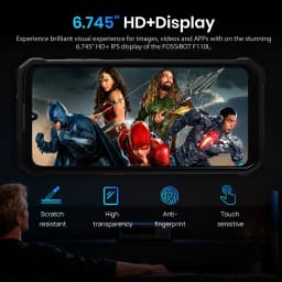 Fossibot F110L Rugged Smartphone, Android 15, 12GB(4+8GB Expand) RAM 128GB ROM, 6.745" HD+ IPS Display, 10000mAh Large Battery, 50MP+8MP+5MP Triple Camera, NFC GPS