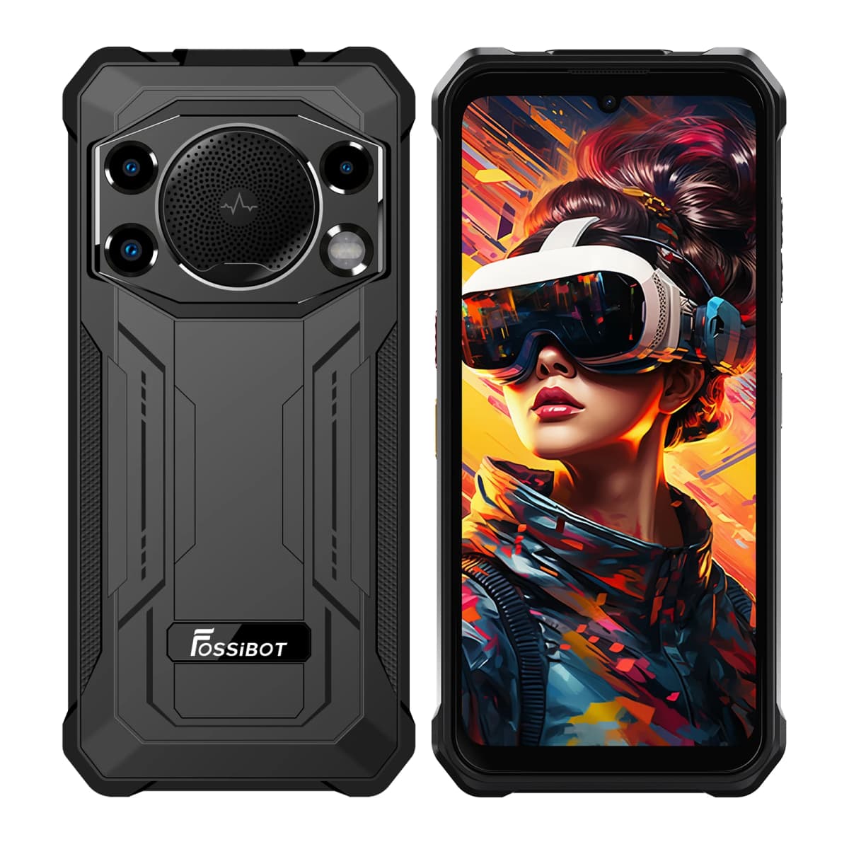 Fossibot F110L Rugged Smartphone, Android 15, 12GB(4+8GB Expand) RAM 128GB ROM, 6.745" HD+ IPS Display, 10000mAh Large Battery, 50MP+8MP+5MP Triple Camera, NFC GPS