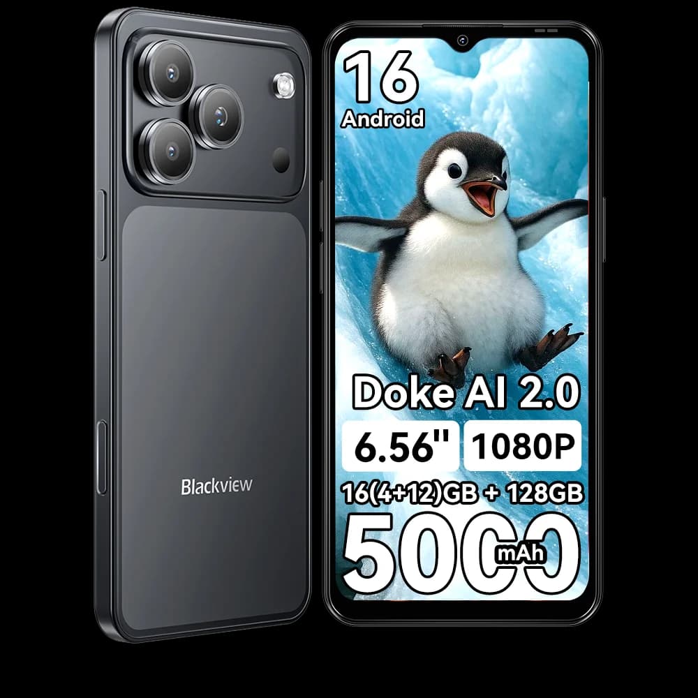 Blackview WAVE 7C Smartphone, 4GB RAM+12GB Virtual RAM 64GB ROM, 6.56" HD+ Display, 5000mAh Big Battery, Android 16, Doke AI 2.0, 1080P Video Recording, Free TPU Protective Case