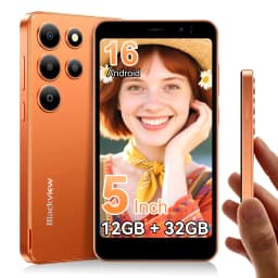 Blackview WAVE 2C Mini Palm Smartphone, 12GB RAM(3GB +9GB RAM) 32GB ROM, 5 Inch Small Screen, Android 16, 3000mAh Battery, 1080P Video Recording, Face Unlock, Google Lens, Free Soft TPU Protective Case