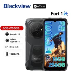 Blackview FORT 1 Rugged Phones, 6.65-inch Android 15 AI Smart Phone 6GB RAM 256GB+2TB ROM, Unisoc Tiger T615 10000mAh Cellphones