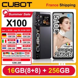 Cubot X100 Android 15 Dimensity 7025 5G Smartphone 6.88" 120Hz, 16GB(8+8) RAM 256GB ROM 64MP Camera 5100mAh 33W NFC Mobile Phone