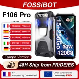 FOSSiBOT F106 Pro 15GB(8 + 7) RAM 256GB ROM Smartphone 12000mAh 30W Charging 6,58 "FHD+ Android 14 Loud Speaker Camping Light