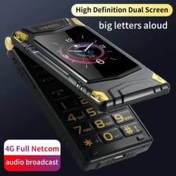 YeeMI M7+ Rugged 4G Feature Phone Big Button Full Band Flip Phone Dual SIM Dual Screen Cellphone For Old Man 6800mAh Big Battery