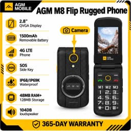 AGM M8 Flip 4G Rugged Phone Elderly Feature Cellphone SOS Quick Call Big Letters With English And Russian Keyboard