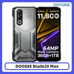 DOOGEE Blade20 Max Rugged Phone 36GB 1TB Gemini AI 6.6" 120Hz Display 11800mAh Battery Android 15 Helio G100 64MP NFC Smartphone
