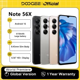 DOOGEE Note56 X Mobile Phone 8.45mm Slim Body 6.56" 90Hz Screen Android 16 6150mAh Battery Al Scene Recognition Smartphone