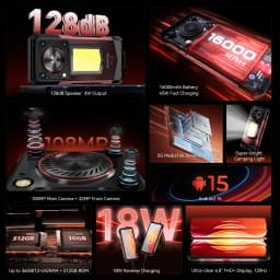 OUKITEL WP56 5G Rugged Phone 16000mAh Battery 108MP Camera Android NFC Smartphone 12GB+512GB 6.8" 120Hz Outdoor Waterproof