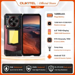 OUKITEL WP56 5G Rugged Phone 16000mAh Battery 108MP Camera Android NFC Smartphone 12GB+512GB 6.8" 120Hz Outdoor Waterproof