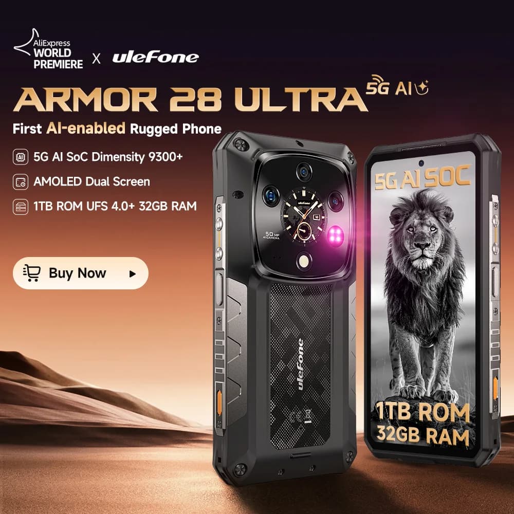 【World Premiere】Ulefone Armor 28 Ultra 5G AI Rugged Phone 1TB ROM+32GB RAM Android Smartphone AMOLED 6.67" 10600mAh Mobile phone