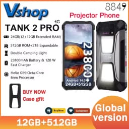 Unihertz 8849 Tank 2 Pro Rugged Phone 12GB+512GB Night Vision Projector 6.79 "FHD Android 14 100MP 23800mAh 4G Smartphone