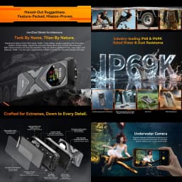 Blackview Oscal TANK 1 Rugged Phone 16GB+512GB 6.78" Android 15 DokeOS 4.2 Mediatek Dimensity 7050 20000mAh 64MP 5G Smartphone