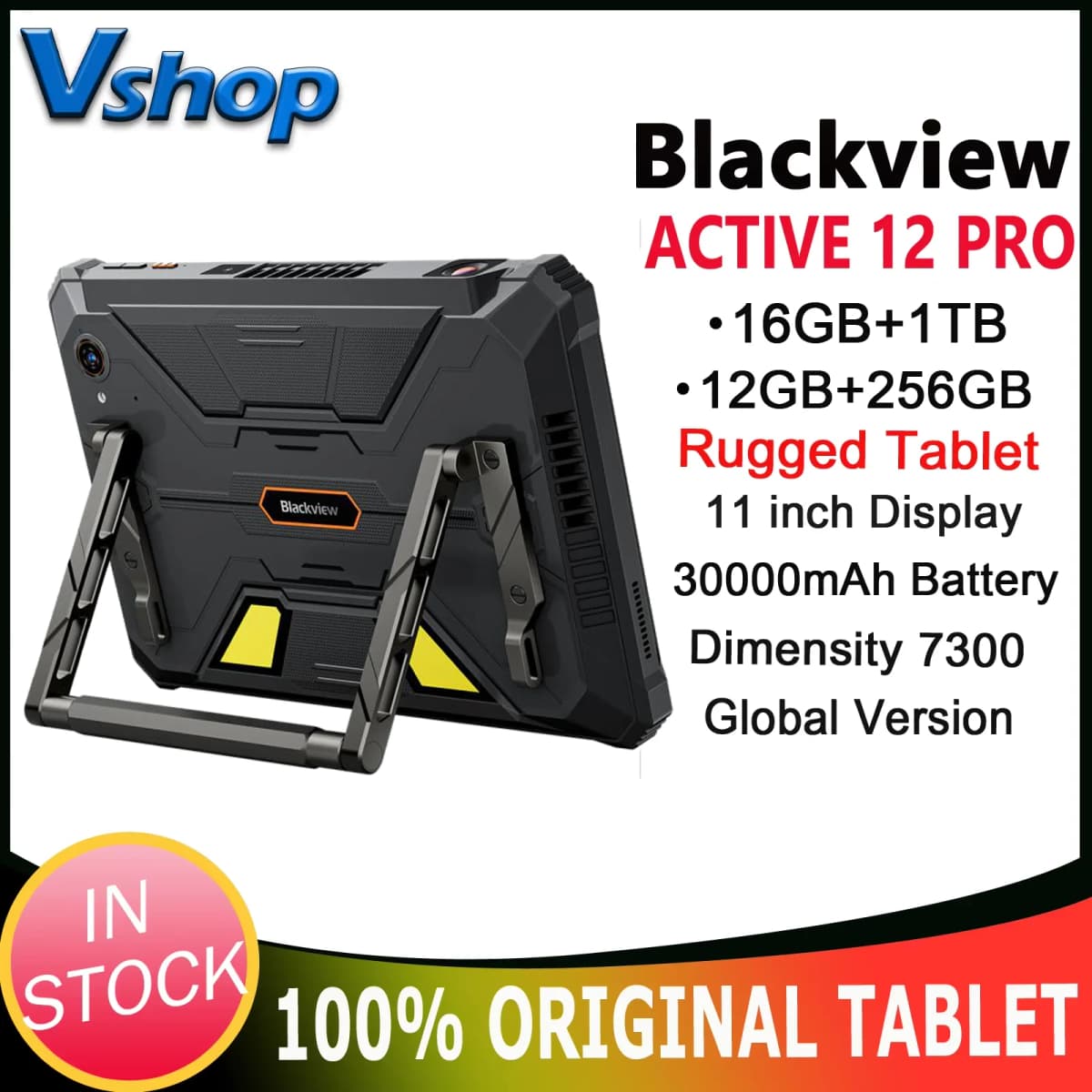 Blackview Active 12 Pro Projector Rugged Tablet 11'' FHD+IPS 90Hz Display Dimensity 7300 12GB+256GB 30000mAh Bettery Google Play