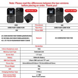 SERVO I16 PRO 4G LTE Foldable Mini Mobile Phone 2 SIM Speed Dial Call Recording Flashlight 1.77'' Screen Flip Cellphone Blacklis