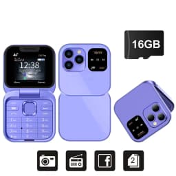 SERVO I16 PRO 4G LTE Foldable Mini Mobile Phone 2 SIM Speed Dial Call Recording Flashlight 1.77'' Screen Flip Cellphone Blacklis