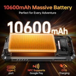 OUKITEL WP23S Rugged Phone Unlocked 2026-10600mAh Battery, 64GB/TF 1TB ROM Cell Phone, 6.52'' Display Rugged Smartphone, 13MP Ca