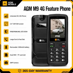 AGM M9 4G Feature Phone 2.4" Screen Russian Or English Keyboard Dual SIM Large Button Big Battery Elderly Waterproof Cellphone