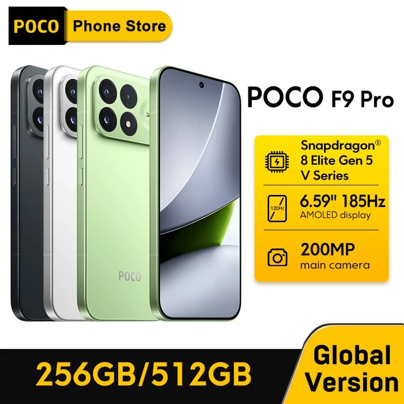 New POCO F9 Pro 5G Smartphone Global Version Snapdragon 8 Elite Gen 5 6.59" 185Hz display 200MP Camera 6330mAh 100W wired NFC
