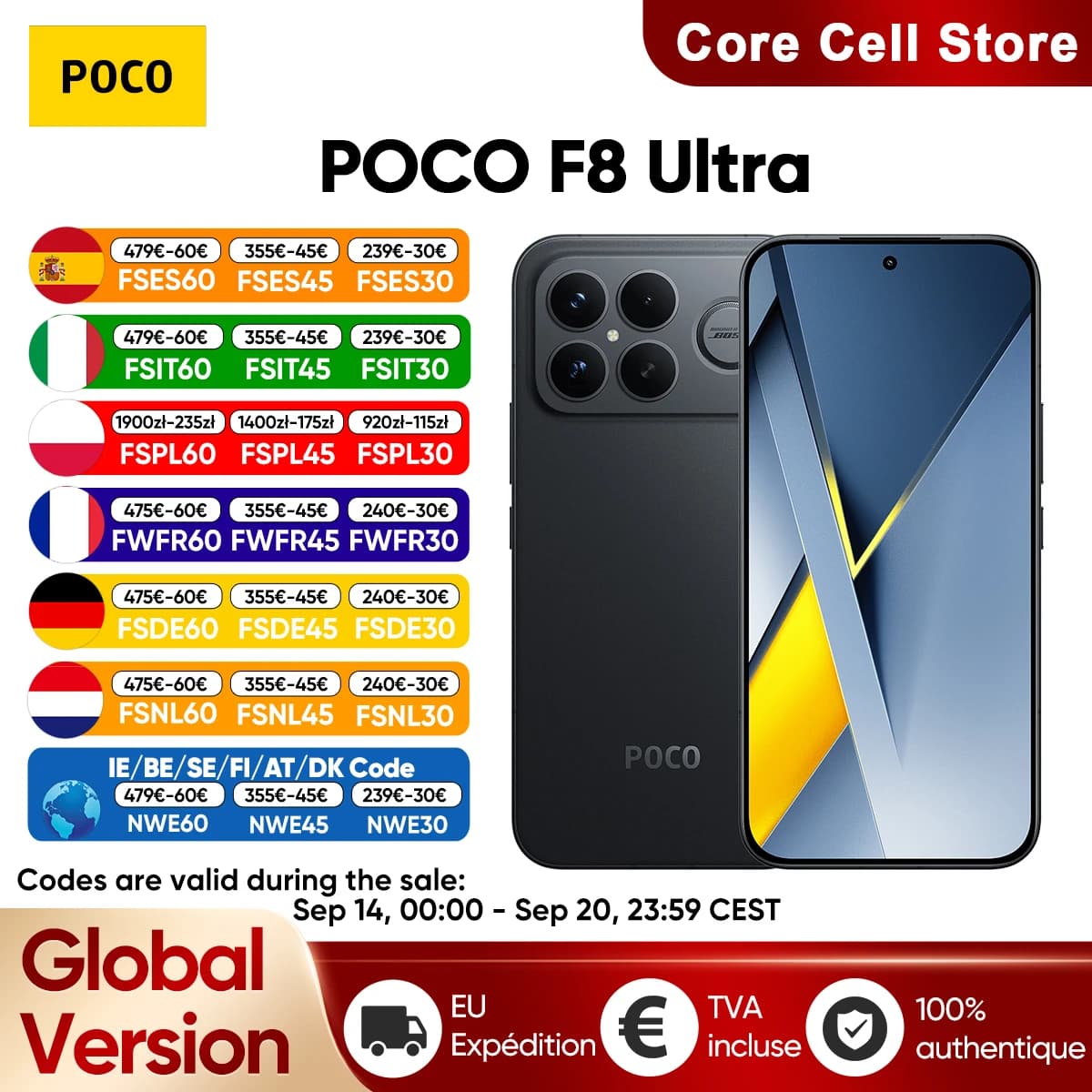 Global Version Smartphone POCO F8 Ultra 5G Snapdragon® 8 Elite Gen 5 6.9' Eye-care AMOLED Display 6500mAh 100W HyperCharge NFC
