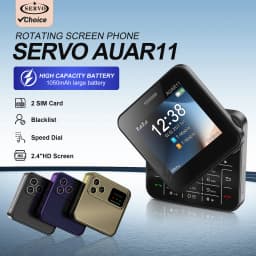 Low Price Sale SERVO AUAR11 2G GSM Rotate Screen Dual SIM Speed Dial Magic Voice Flashlight 2.4" Side Slider Square Cellphones