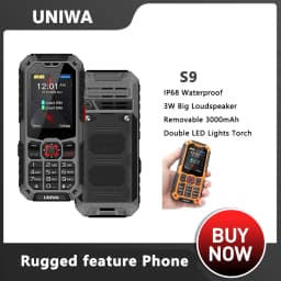 UNIWA S9 4G Feature Phone 2.4Inch Screen IP68 Waterproof Big Loudspeaker Large Buttons LED Light 3000mAh Mobile Phone