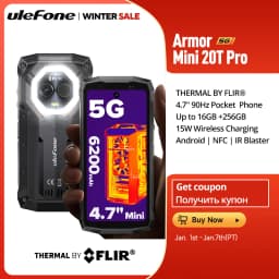 Ulefone Armor Mini 20T Pro 5G THERMAL 4.7' Rugged Phone Android 14 Smartphone 256GB ROM Mobile Phone Thermal Imaging