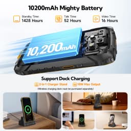 Ulefone RugKing 4 Pro Rugged Phone Android 15 Up to 16GB+256GB Waterproof Smartphone 10200mAh 48MP Camera NFC Global 6.56" 120Hz