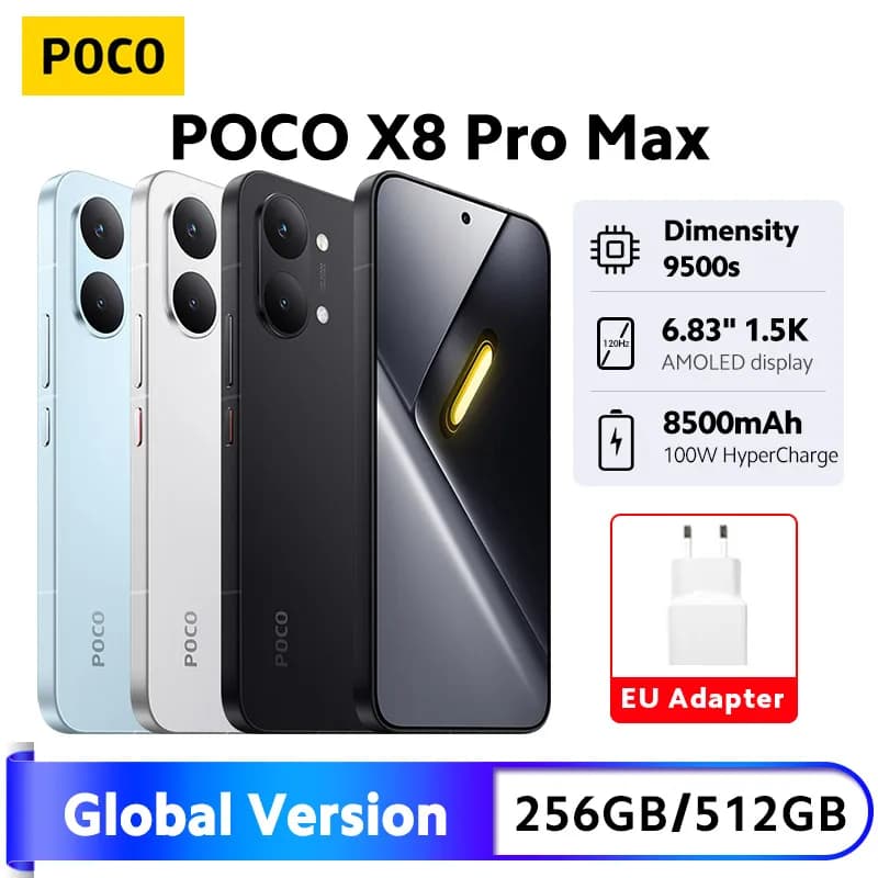 POCO X8 Pro Max 5G Smartphone Global Version 8500mAh battery 6.83'' 1.5K 120Hz Ultra-Bright AMOLED Display Dimensity 9500s NFC