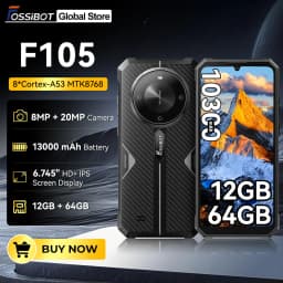 FOSSiBOT F105 Rugged Smartphone 12(4+8)GB+64GB 10300mAh Android 14 OS Mobile Phone 20 MP Camera 6.745" HD+ IPS Phone