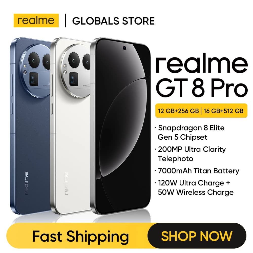 realme GT 8 Pro Smartphone Snapdragon 8 Elite Gen 5 Chipset 7000mAh Battery 200MP Telephoto 6.79" 144Hz 2K AMOLED Display NFC