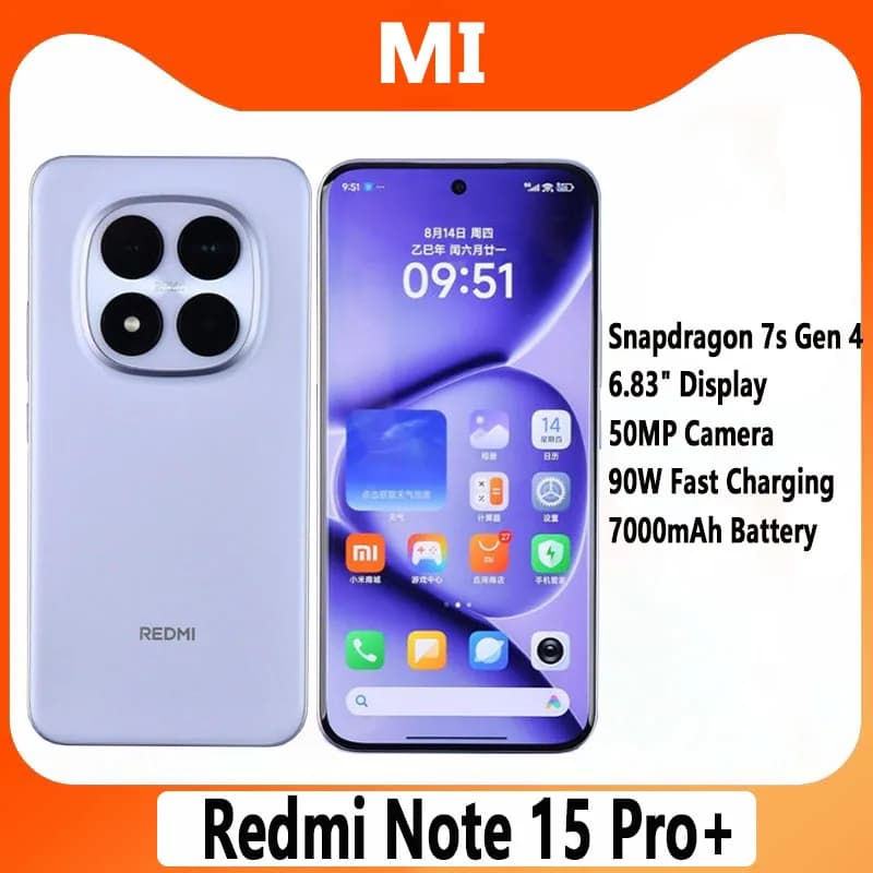 Xiaomi Redmi Note 15 Pro+ 256GB/512GB Snapdragon 7s Gen 4 50MP+32MP Camera 6.83" 1.5K Display 90W 7000mAh Battery China Version