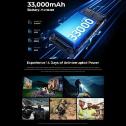 OUKITEL WP100 Titan 5G Rugged Phone 36GB+512GB 33000mAh 66W Charging 200MP 6.8'' Android 14 Projector Camping Light Smartphone