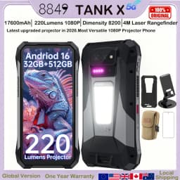 8849 Tank X Unihertz 220 Lumens 1080P Projector Rugged Smart Phone Android16 17600mAh 512G Dimensity 8200 NFC Night Version 2026