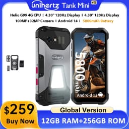 Unihertz 8849 Tank Mini Rugged Smartphone 4.3 Inch Small Cell Phone 24GB+256GB Android 13 5800mAh 100MP Cameras IP68/IP69K Phone