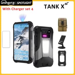 Unihertz 8849 TANK X 5G Smartphone 32+512GB Built-in 1080P 220 Lumen Projector 50MP+64MP Camera Android 15 17600mAh Battery NFC