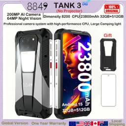8849 Tank 3 Rugged Smartphone 23800mAh Android 15 512GB 200MP Camera Large Camping Light Waterproof Outdoor 5G Cell Phone 2026