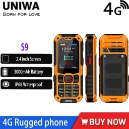 UNIWA S9 4G Feature Phone 2.4 ” IP68 Waterproof SOS Button Big Loudspeaker LED Light 3000mAh Rugged Cost-effective Mobile Phones