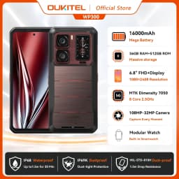 Oukitel WP300 Rugged Phone 16000mAh 36GB(12+24)GB+512GB Modular Detachable Earbud/camping Light 6.78' FHD 120Hz 108MP Cell Phone