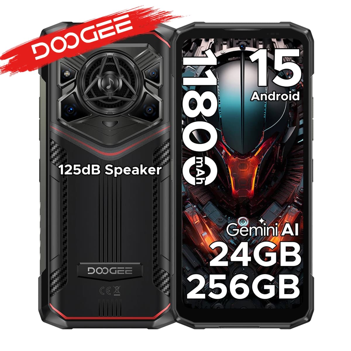 DOOGEE Rugged Phone 6.6" Blade20 Pro Gemini AI 11800mAh Battery 24GB (6+18) 256GB Android 15 125dB Large Amplitude speaker Phone