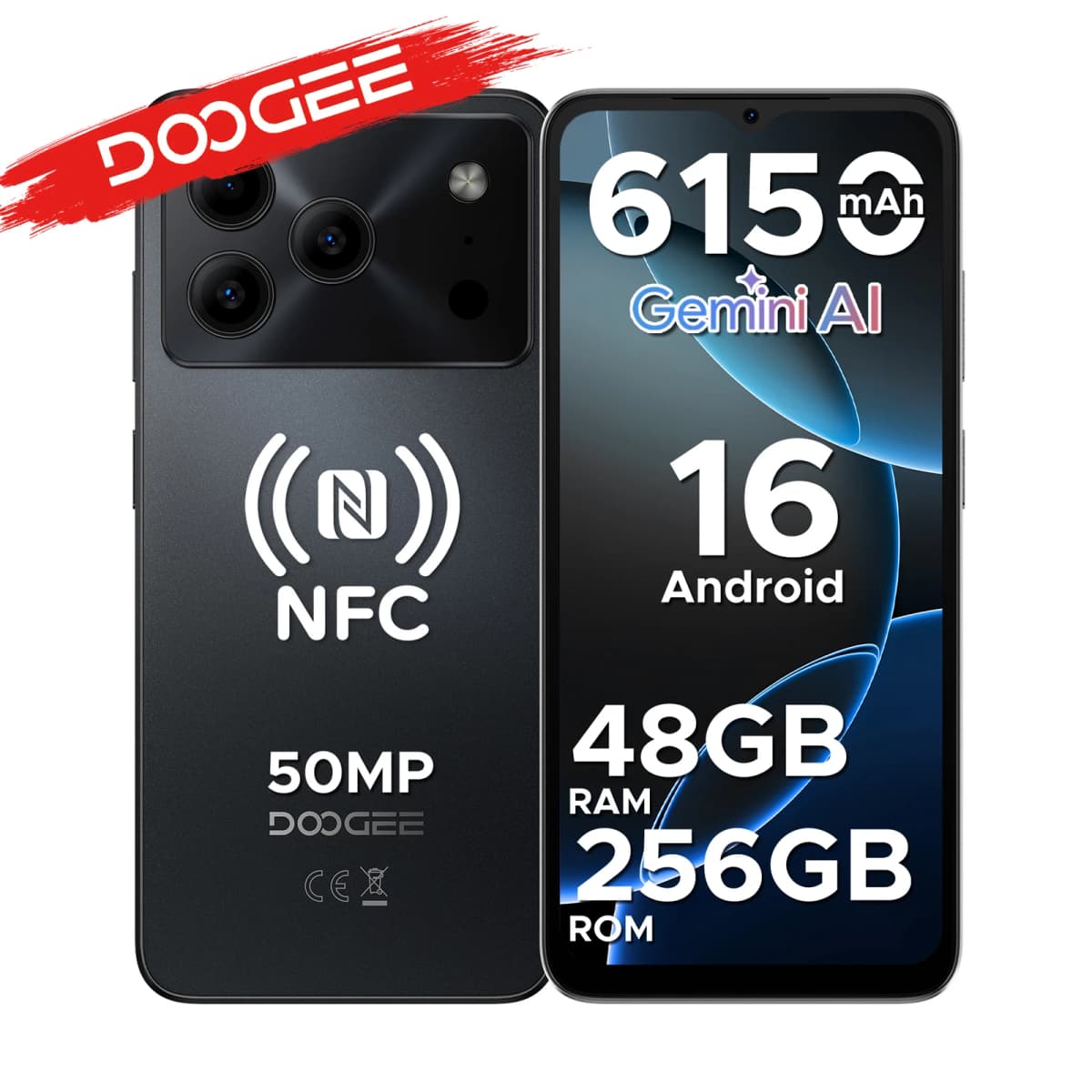 DOOGEE Note56 Plus Android Smartphone, 16 Gemini AI, 6.56-inch Display, 6150 mAh Battery, 48 GB RAM (6+42), 256 GB ROM, Google Pay, Mobile Phone
