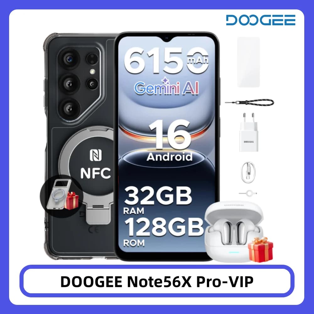 DOOGEE Note56X Pro Smartphone Android 16 32GB 128GB 6.56" HD+ Screen 6150mAh Battery 13MP+8MP Widevine L1 NFC Cell Phone