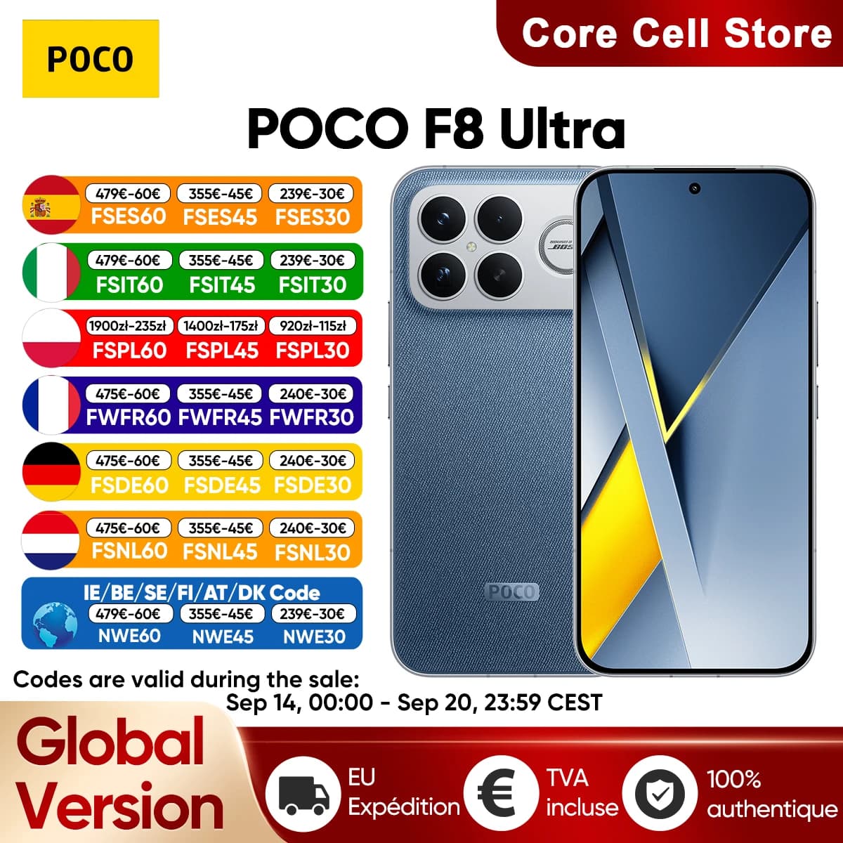 Smartphone POCO F8 Ultra 5G Global Version Snapdragon® 8 Elite Gen 5 6.9' Eye-care AMOLED Display 6500mAh 100W HyperCharge NFC
