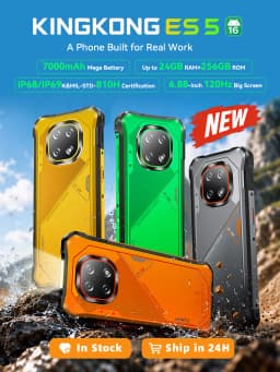 Rugged Smartphone Android 16 Cubot KingKong ES 5, Up to 24GB RAM(12+12GB), 256GB ROM, 6.88" 120Hz Screen, 7000mAh Mega Battery