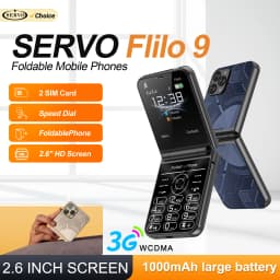 SERVO Flilo9 Foldable Mobile Phone Dual SIM Standby Speed Dial Call Recording FM Radio Blacklist 3G WCDMA Button Flip Cellphones