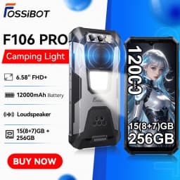 FOSSiBOT F106 Pro Rugged Smartphone 8GB RAM 256GB ROM 12000mAh 6.58” Display Android 14 Loud Speaker Camping Light Cellphone