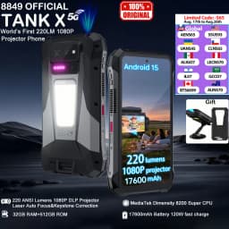 8849 Tank X Unihertz 220 Lumen 1080P Projector Rugged Smart Phone Android15 17600mAh 512GB Dimensity 8200 NFC Night Version 2026