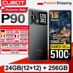 [Shipping From Poland] Cubot P90 Smartphone Android 15 24(12+12)GB + 256GB 6.88" 120Hz 64MP 5100mAh Mobile Phone NFC Fingerprint